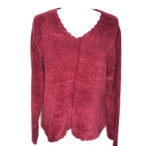 Carolyn Taylor Berry / Maroon Chenille Sweater XL